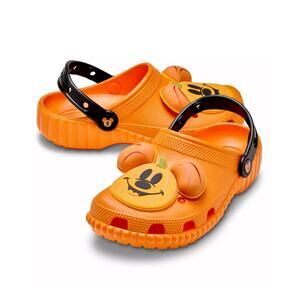 Disney Mickey Mouse Jack O’ Lantern Pumpkin Orange Halloween Crocs M 7 / W 9 NEW